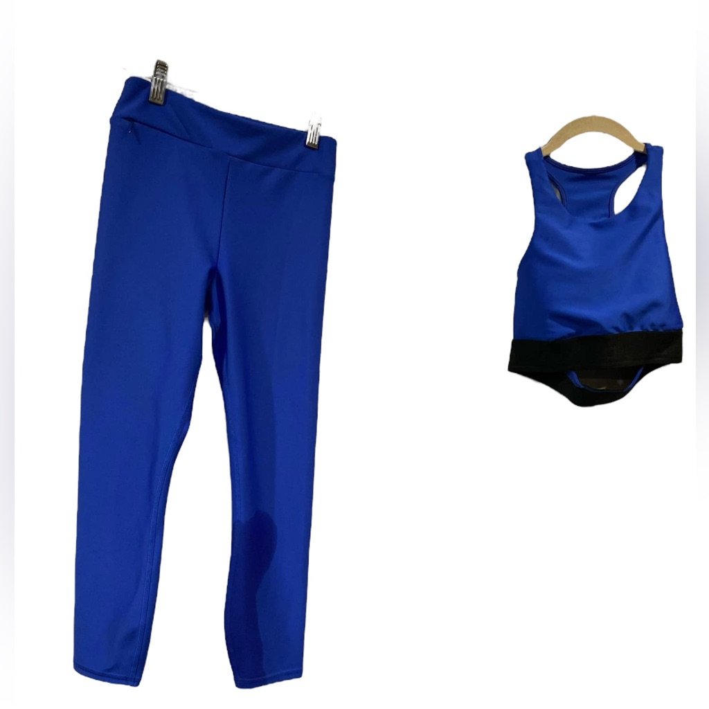 Alo Yoga Leggings And Sports Bra Set Blue/Black Size S